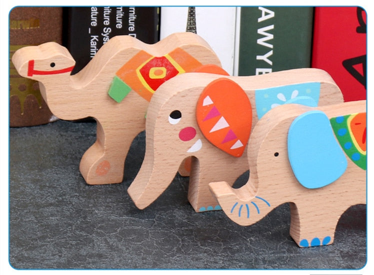 Fidtoy Tour d'équilibre en bois Chameau et Éléphant