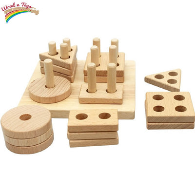 Fidtoy Stacking & Shape Sorter Wooden Learning Toy