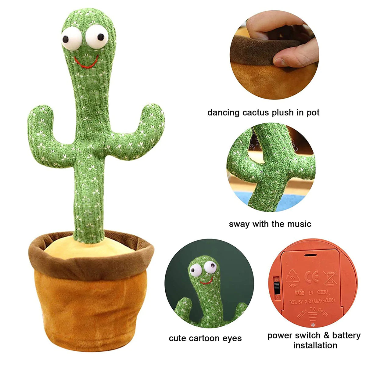 Juguete Cactus Bailarín | Música, Luces y Función de Repetición de Voz - Bacha Toys