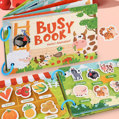 Livre d'activités Montessori Fidtoy pour tout-petits Apprentissage interactif Alphabet