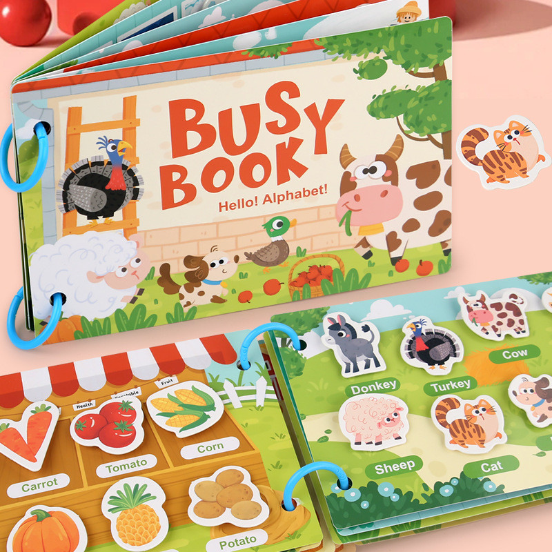 Livre d'activités Montessori Fidtoy pour tout-petits Apprentissage interactif Alphabet
