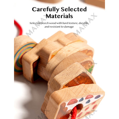 Set de juguetes de cuerda de oruga glotona de madera diseñado para niños