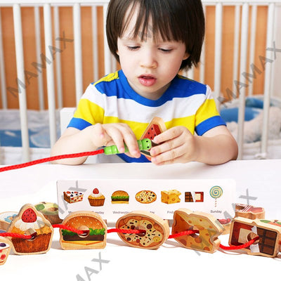 Set de juguetes de cuerda de oruga glotona de madera diseñado para niños