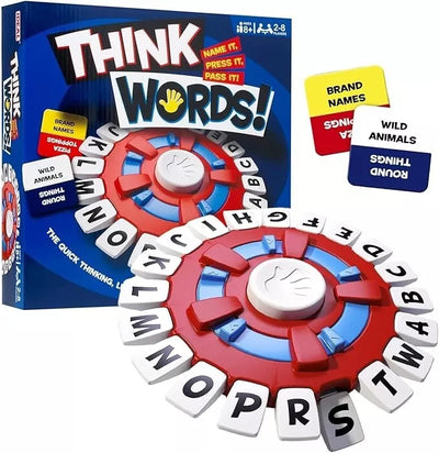 Fidtoy Think Words Tapple Family Board Game | Plastic Fast Word Association Game, 10-Second Timer, Press Letter Wheel, Vocabulary Practice & Family Party Game Age 8+
