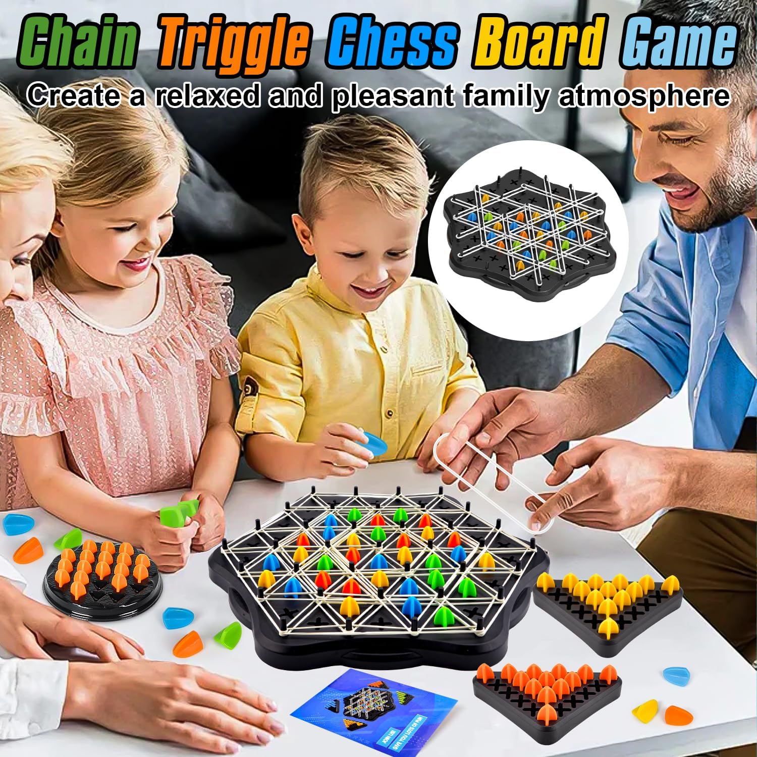 Fidtoy Chain Triangle Chess Family Strategy Game for Kids