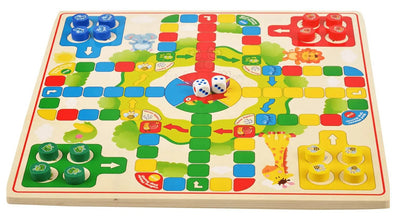 Tablero de Ajedrez y Parchís de Madera 2 en 1 - Juego Familiar Clásico Premium