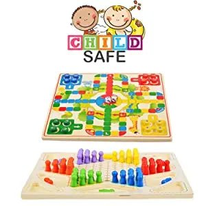 Tablero de Ajedrez y Parchís de Madera 2 en 1 - Juego Familiar Clásico Premium
