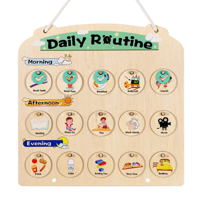 Horario Visual de Madera para Niños - Tablero de Rutina Sensorial para Niños de 3 a 6 Años