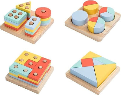 Boîte à formes 4 en 1 en bois de qualité supérieure