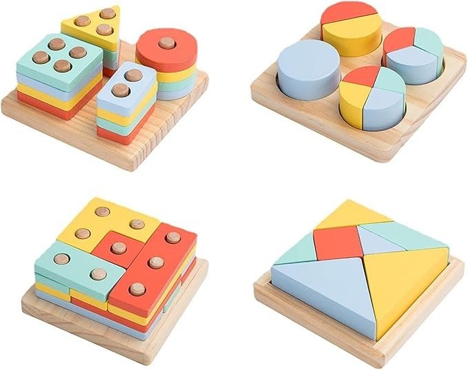 Boîte à formes 4 en 1 en bois de qualité supérieure