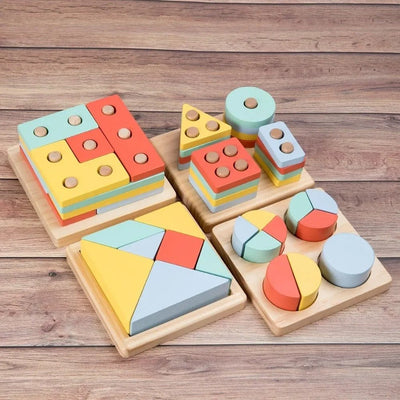 Boîte à formes 4 en 1 en bois de qualité supérieure
