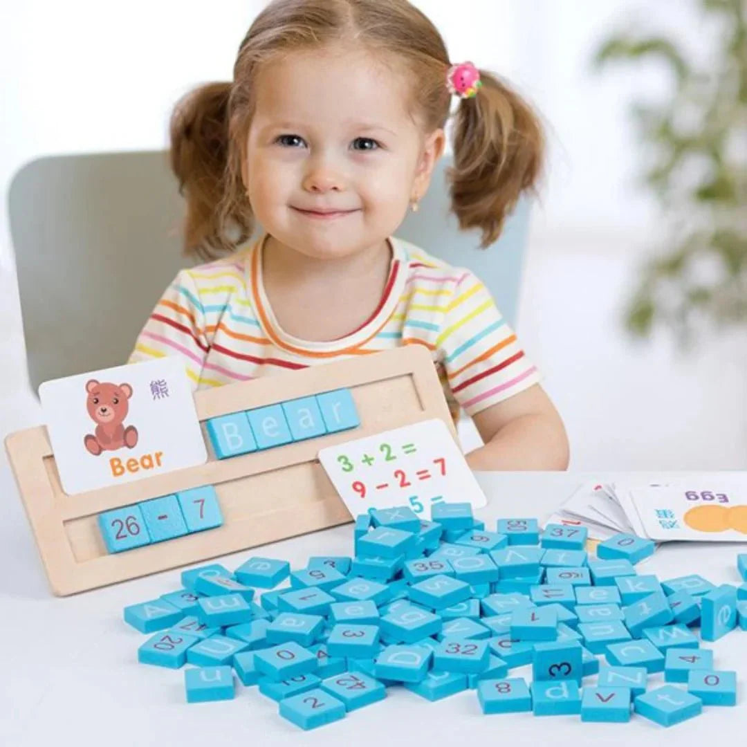 Wooden Alphanumeric Teaching aids Flash card Math Addition Subtraction Vocabulary English