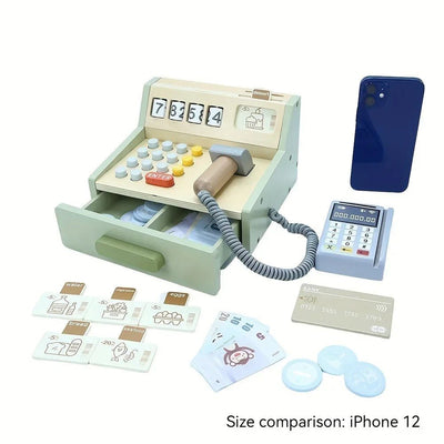 Caisse enregistreuse en bois - Jouet de jeu de rôle pour enfants