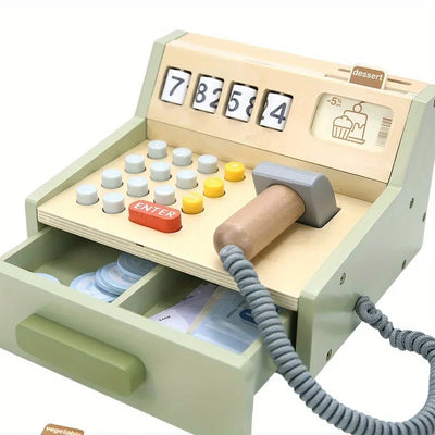 Caisse enregistreuse en bois - Jouet de jeu de rôle pour enfants