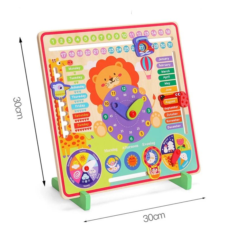 Jouets éducatifs en bois, tableau multifonctionnel d'apprentissage du calendrier, de la météo, des saisons et de l'heure