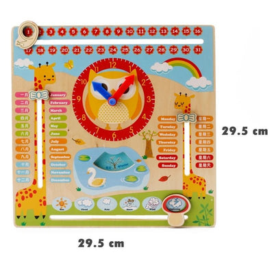 Jouets éducatifs en bois, tableau multifonctionnel d'apprentissage du calendrier, de la météo, des saisons et de l'heure