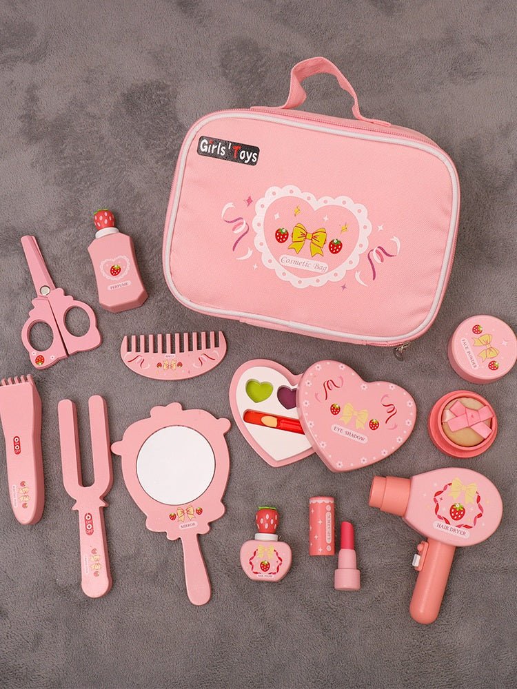Trousse de maquillage en bois Ensemble de maquillage de princesse Simulation petite fille Cadeau d'anniversaire du Nouvel An