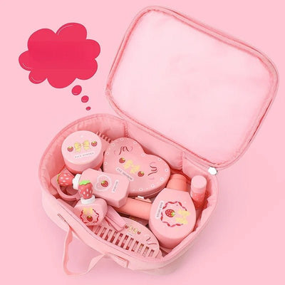 Trousse de maquillage en bois Ensemble de maquillage de princesse Simulation petite fille Cadeau d'anniversaire du Nouvel An