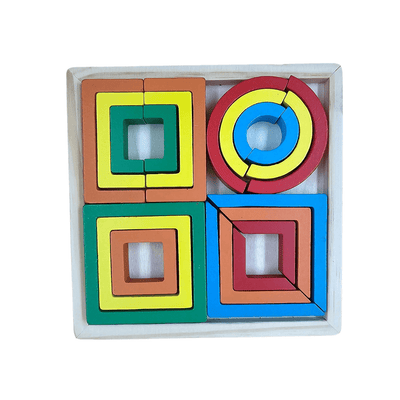 Puzle de bloques geométricos de madera 1 juego Diseño aleatorio