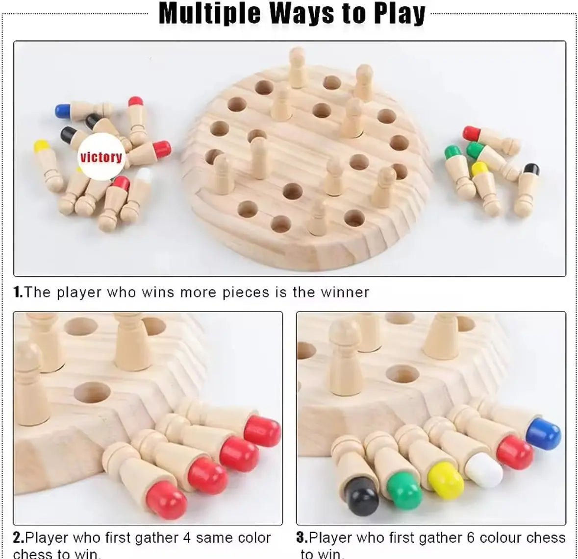 Jeu d'échecs en bois Memory Match Stick - Jouet éducatif pour garçons et filles