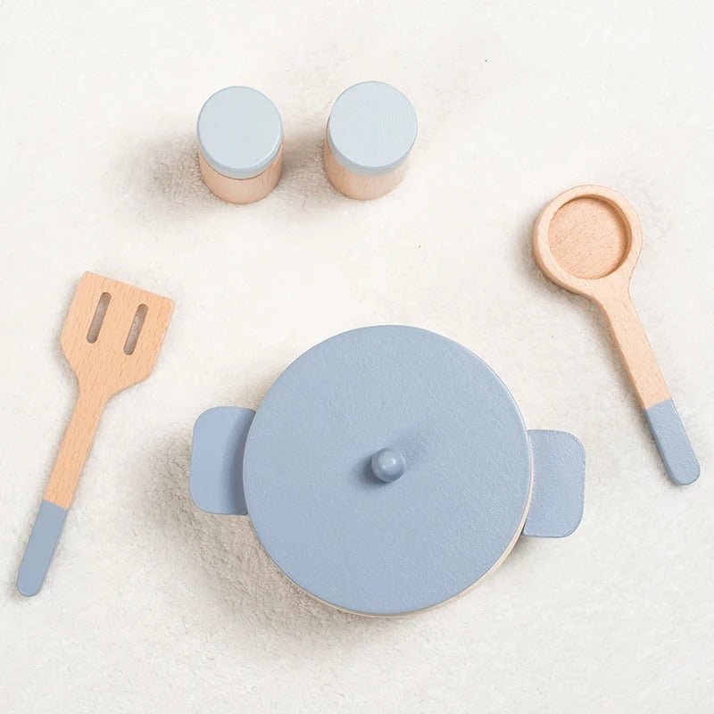 Wooden Mini Kitchen Cookware Pot Pan Cook Pretend Play Educational House Toys For Children Simulation Kitchen Utensils Girls Toy