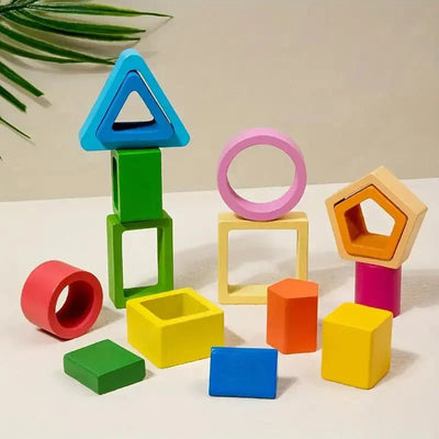 Wooden Sorting And Stacking Toys, Shapes stacker, Color Recognition Shape Sorting Gifts