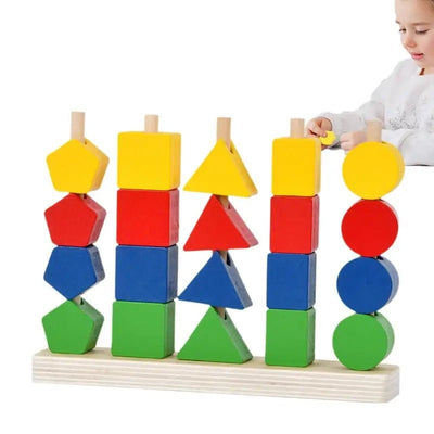 Trieur en bois 5 piliers avec laçage et perles éducatives pour la motricité fine