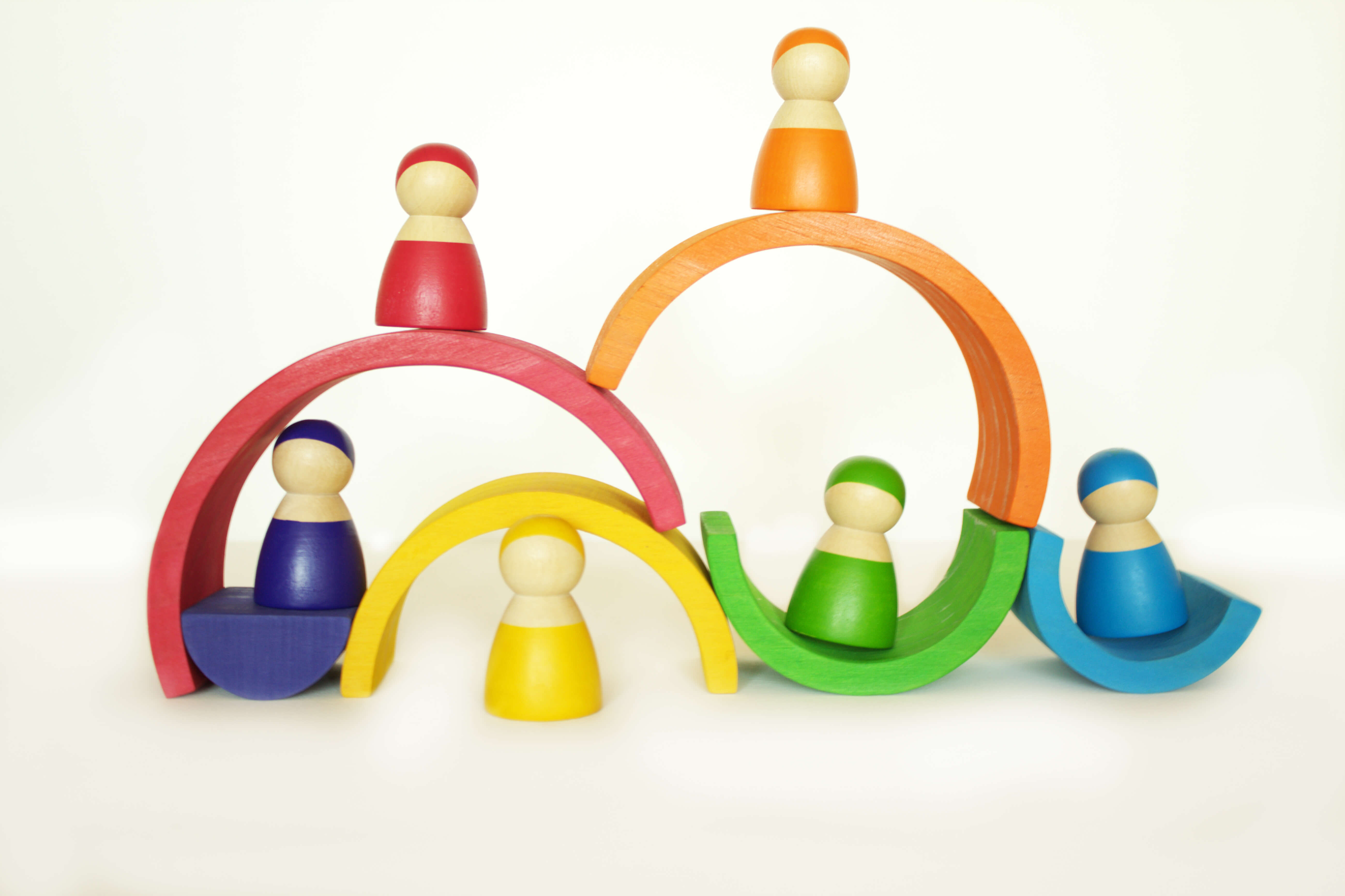 Jouet en bois Fidtoy Rainbow Stacker pour tout-petits avec 6 arches