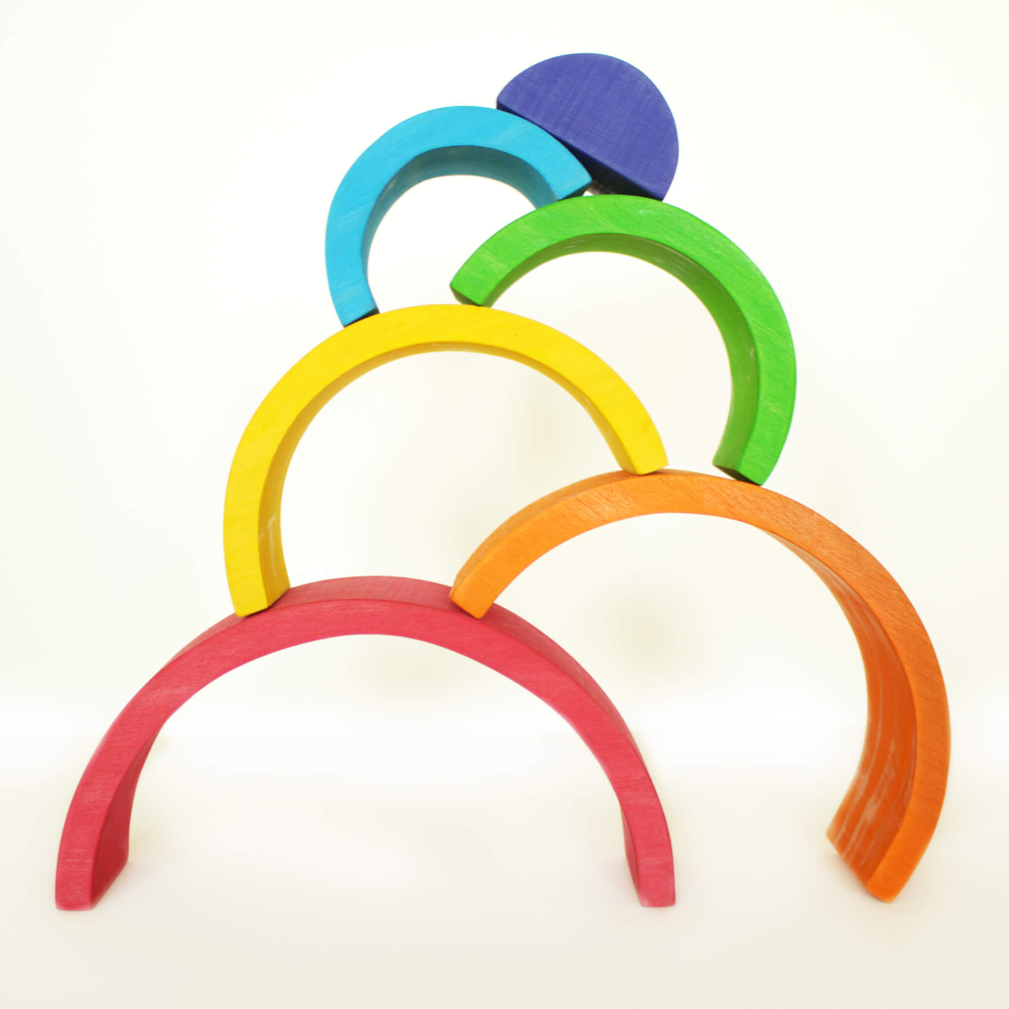Jouet en bois Fidtoy Rainbow Stacker pour tout-petits avec 6 arches