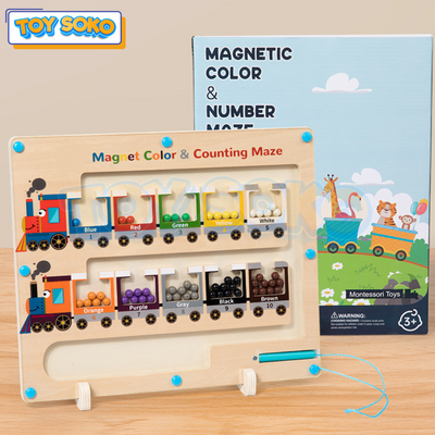 Fidtoy Wooden Toy Train Set Montessori Magnetic Maze Toy for Toddlers