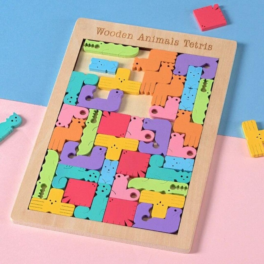 Tetris de animales de madera