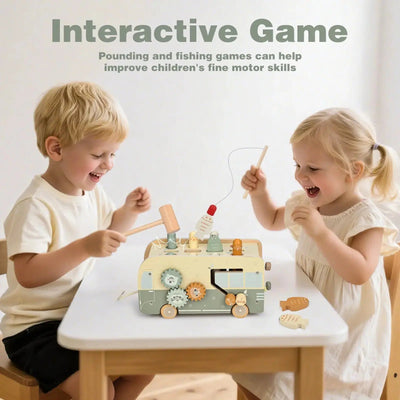 Fidtoy Montessori Juguete para Golpear 7 en 1 Cubo de Actividades de Madera para Niños Pequeños Juguete de Aprendizaje Musical